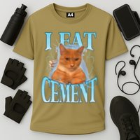 I Eat Cement Cursed Cat Funny Oddly Specific Dank Meme Performance Shirt
