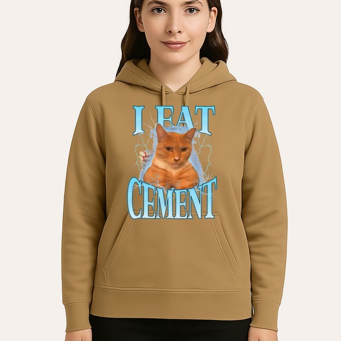 I Eat Cement Cursed Cat Funny Oddly Specific Dank Meme Hoodie
