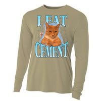 I Eat Cement Cursed Cat Funny Oddly Specific Dank Meme Cooling Performance Long Sleeve Crew