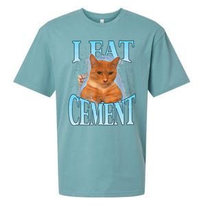 I Eat Cement Cursed Cat Funny Oddly Specific Dank Meme Sueded Cloud Jersey T-Shirt