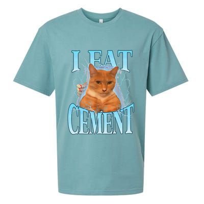 I Eat Cement Cursed Cat Funny Oddly Specific Dank Meme Sueded Cloud Jersey T-Shirt