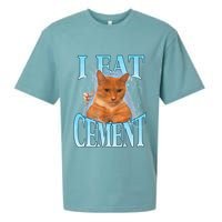 I Eat Cement Cursed Cat Funny Oddly Specific Dank Meme Sueded Cloud Jersey T-Shirt