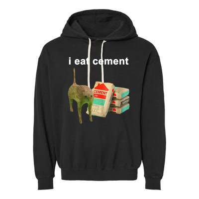I Eat Cement Cursed Cat Oddly Specific Garment-Dyed Fleece Hoodie