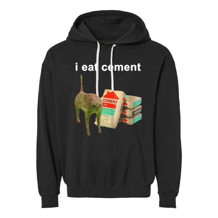 I Eat Cement Cursed Cat Oddly Specific Garment-Dyed Fleece Hoodie