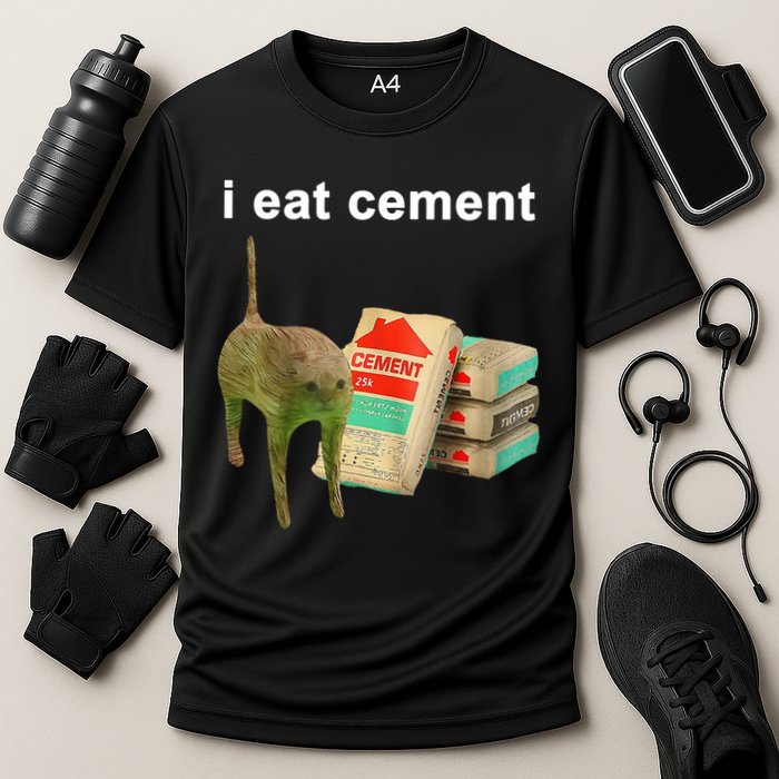 I Eat Cement Cursed Cat Oddly Specific Performance Shirt