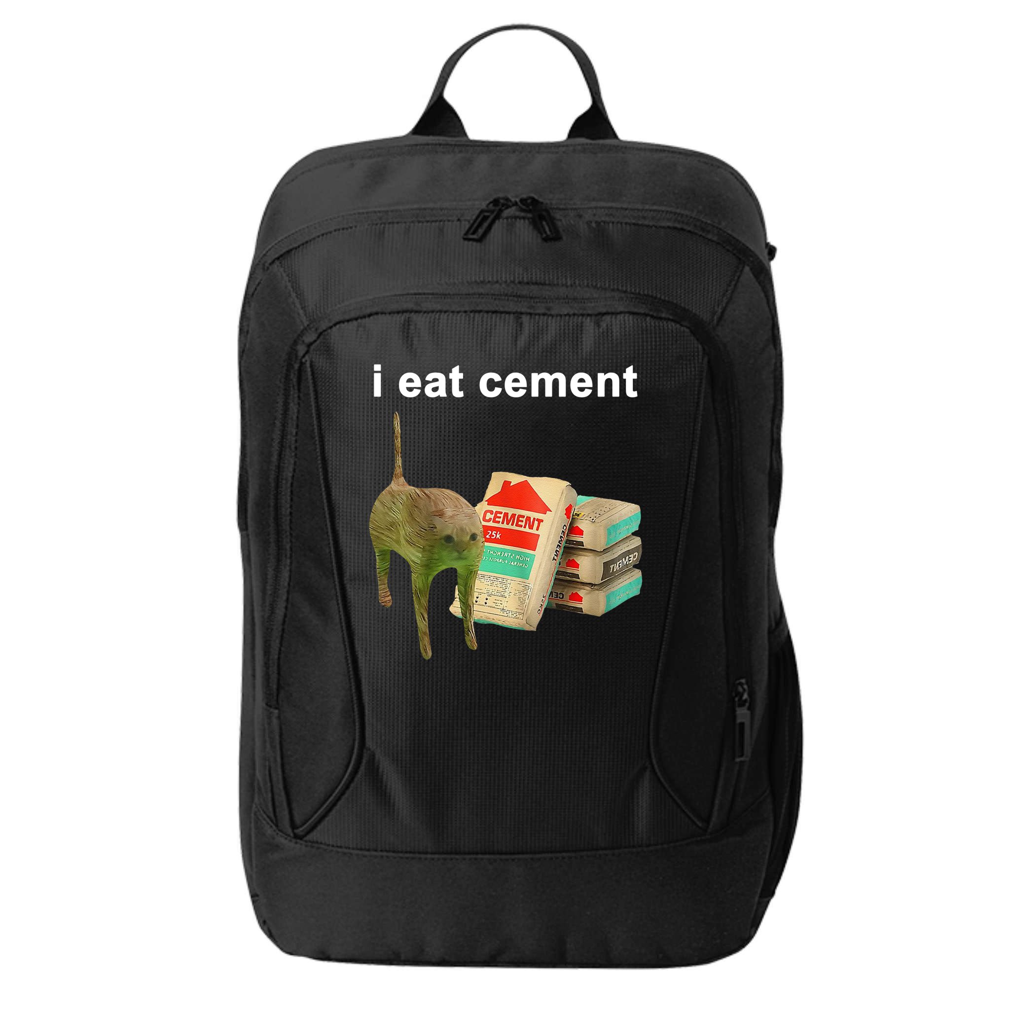 I Eat Cement Cursed Cat Oddly Specific City Backpack