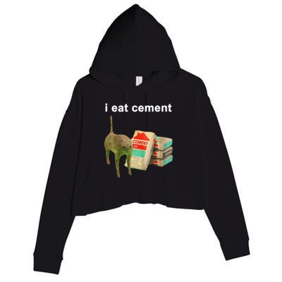 I Eat Cement Cursed Cat Oddly Specific Crop Fleece Hoodie