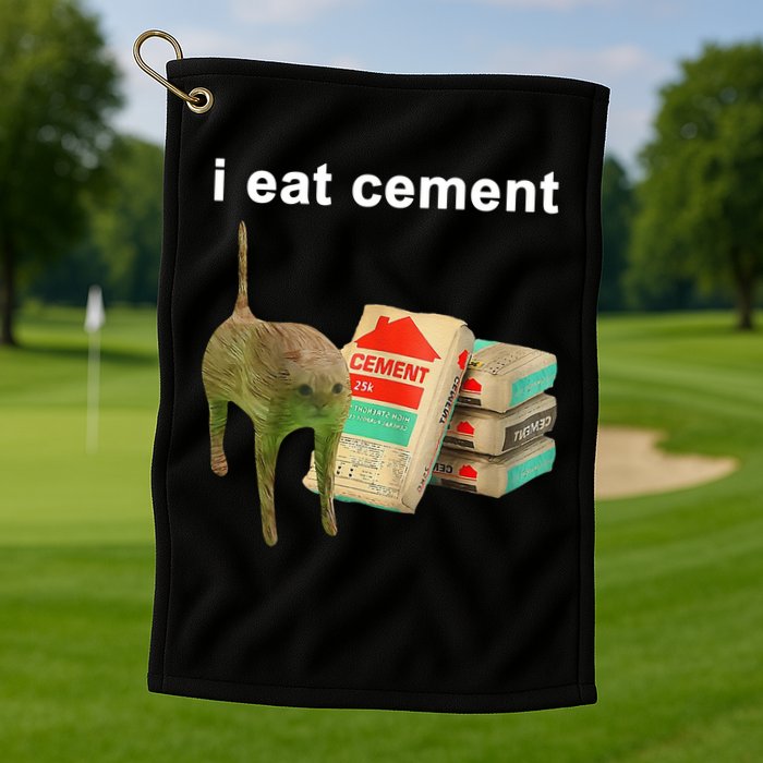 I Eat Cement Cursed Cat Oddly Specific Golf Towel