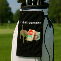 I Eat Cement Cursed Cat Oddly Specific Golf Towel