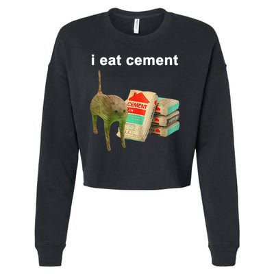 I Eat Cement Cursed Cat Oddly Specific Cropped Pullover Crew