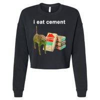 I Eat Cement Cursed Cat Oddly Specific Cropped Pullover Crew