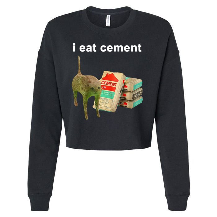 I Eat Cement Cursed Cat Oddly Specific Cropped Pullover Crew