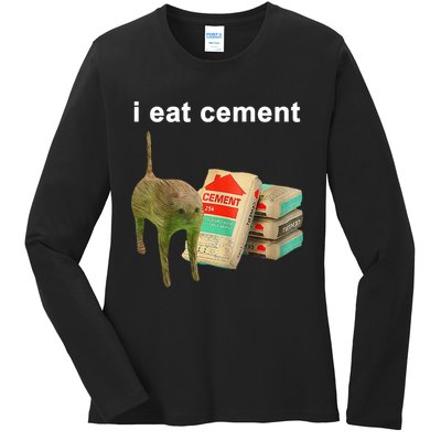 I Eat Cement Cursed Cat Oddly Specific Ladies Long Sleeve Shirt