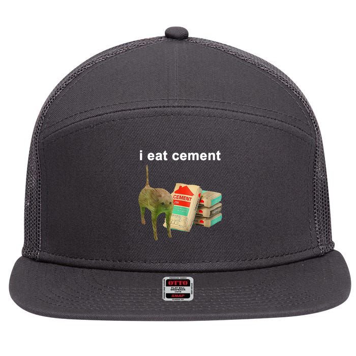 I Eat Cement Cursed Cat Oddly Specific 7 Panel Mesh Trucker Snapback Hat