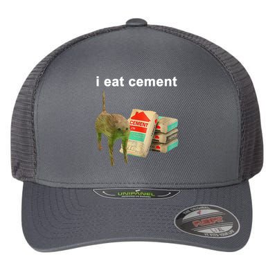 I Eat Cement Cursed Cat Oddly Specific Flexfit Unipanel Trucker Cap
