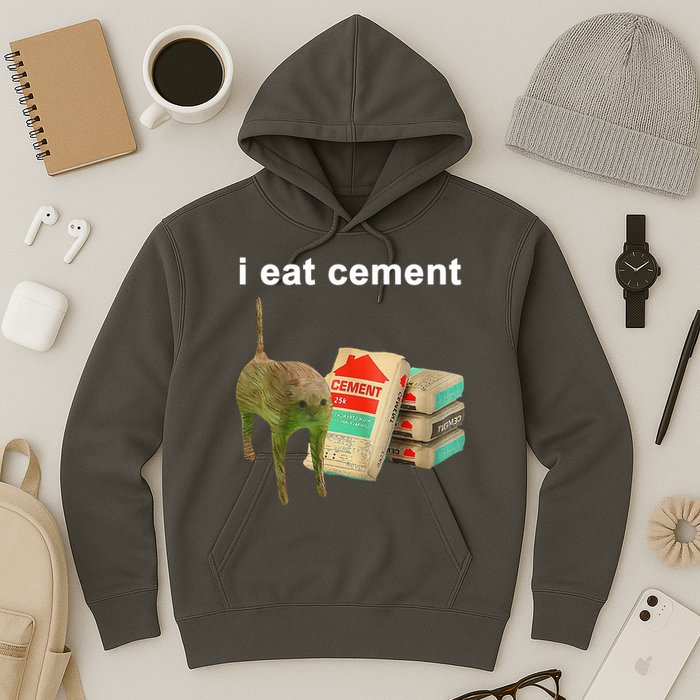 I Eat Cement Cursed Cat Oddly Specific Hoodie