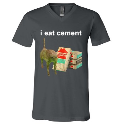 I Eat Cement Cursed Cat Oddly Specific V-Neck T-Shirt