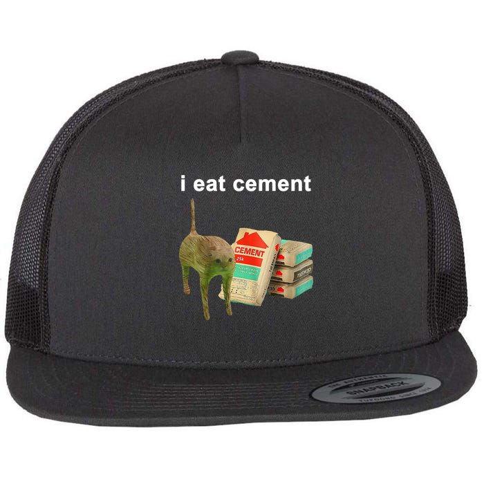 I Eat Cement Cursed Cat Oddly Specific Flat Bill Trucker Hat