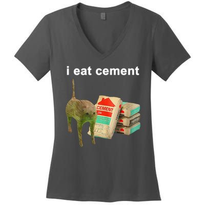 I Eat Cement Cursed Cat Oddly Specific Women's V-Neck T-Shirt
