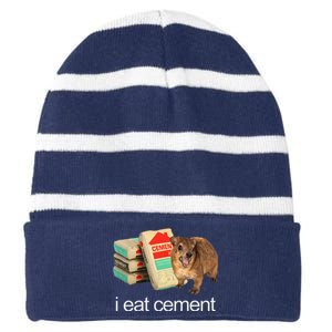 I Eat Cement Hyrax Eat Cement Angry Screaming Hyrax Meme Striped Beanie with Solid Band