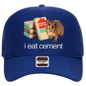 I Eat Cement Hyrax Eat Cement Angry Screaming Hyrax Meme High Crown Mesh Back Trucker Hat