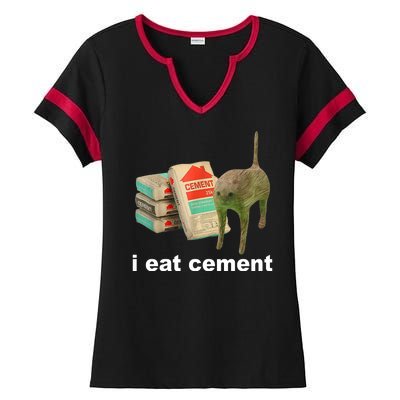 I Eat Cement Cursed Cat Funny Ladies Halftime Notch Neck Tee