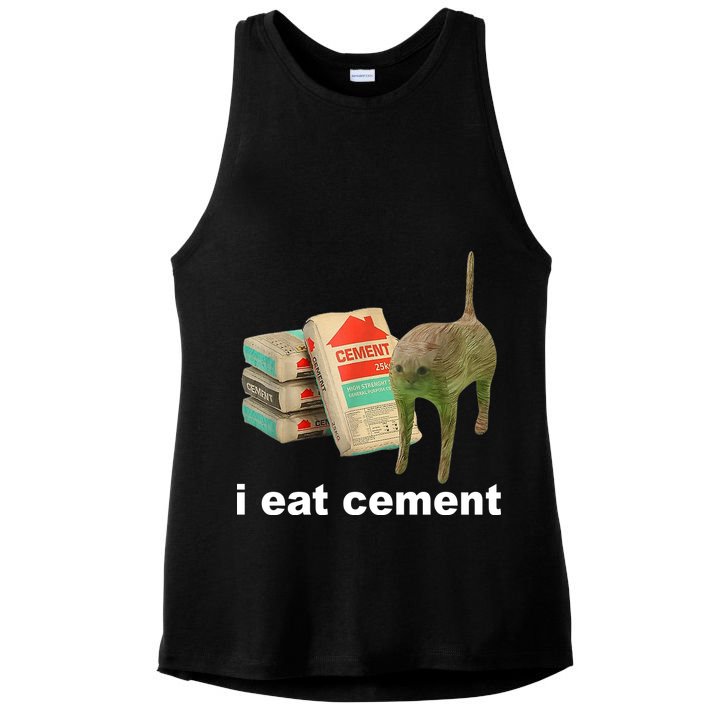 I Eat Cement Cursed Cat Funny Ladies PosiCharge Tri-Blend Wicking Tank