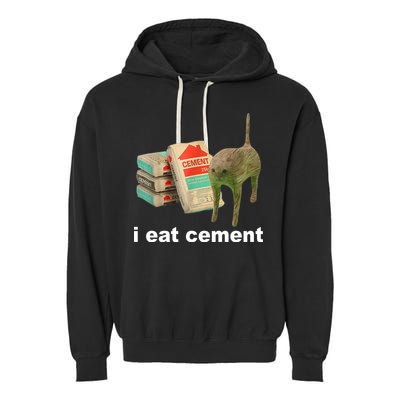 I Eat Cement Cursed Cat Funny Garment-Dyed Fleece Hoodie