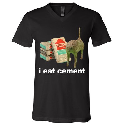 I Eat Cement Cursed Cat Funny V-Neck T-Shirt