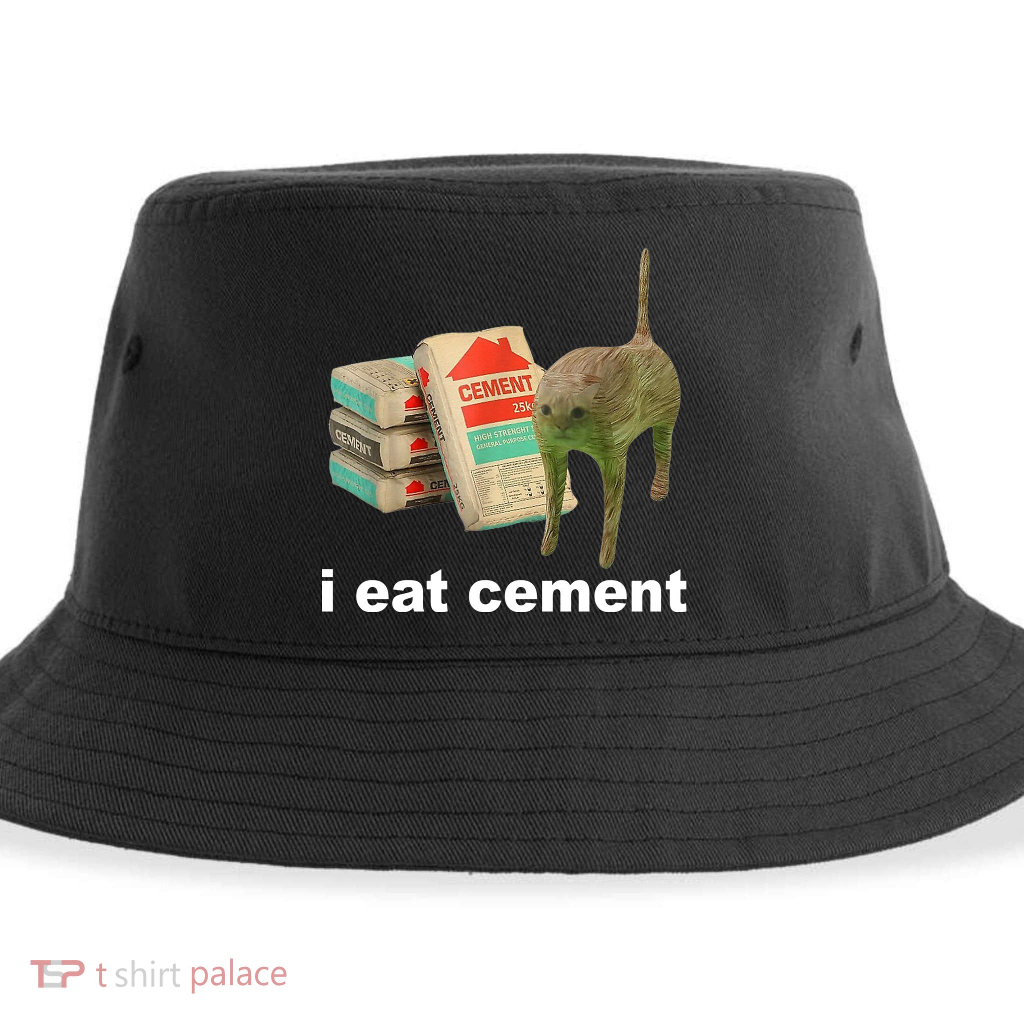 I Eat Cement Cursed Cat Funny Sustainable Bucket Hat