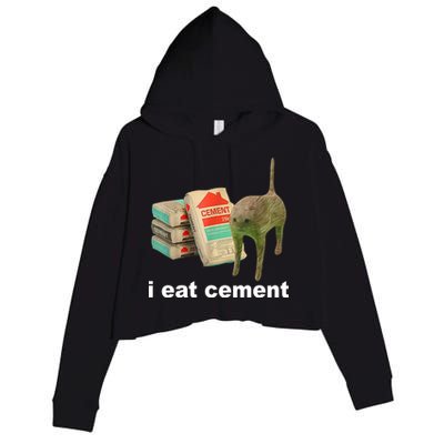 I Eat Cement Cursed Cat Funny Crop Fleece Hoodie