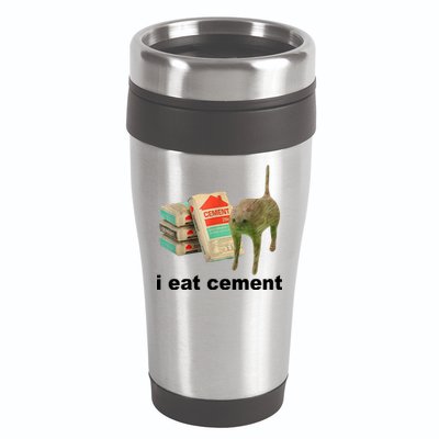 I Eat Cement Cursed Cat Funny 16oz Travel Tumbler