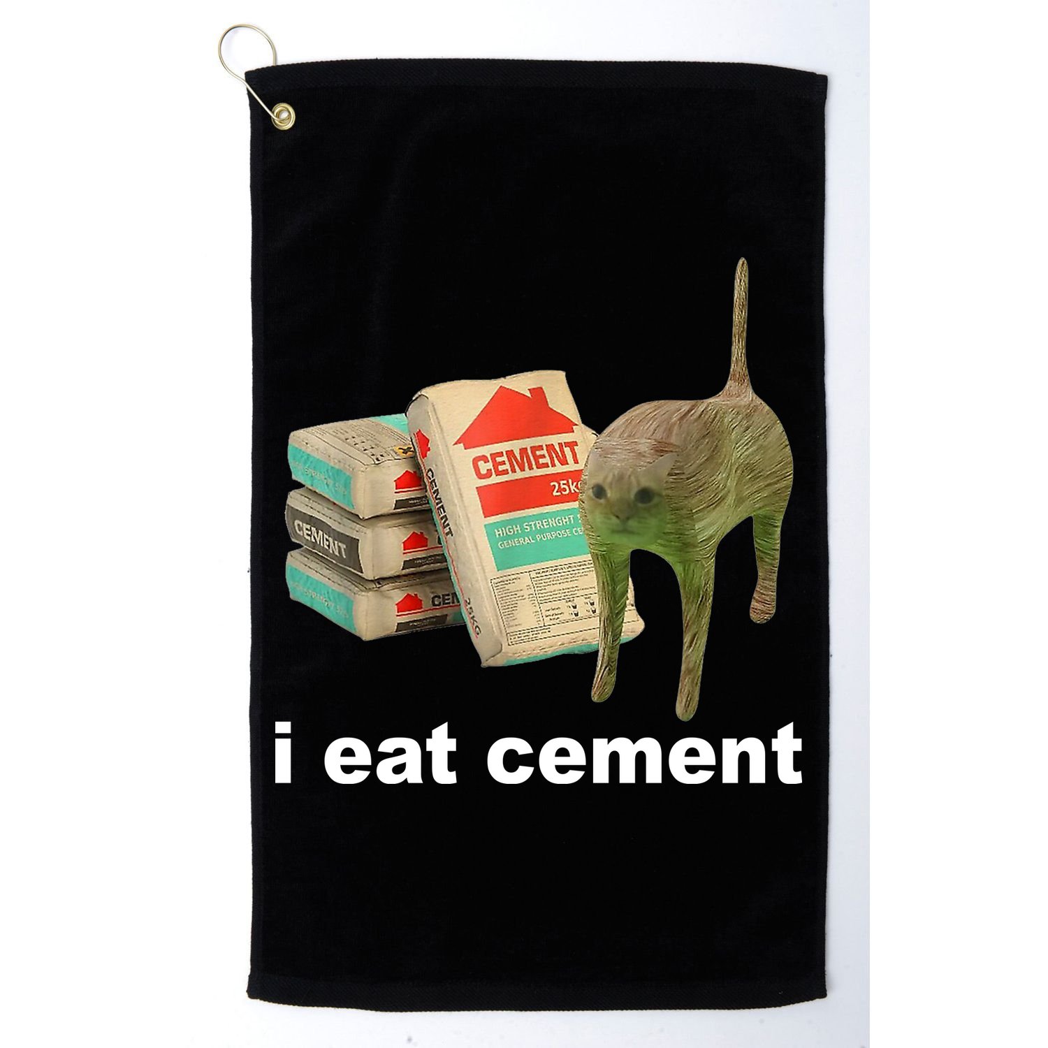 I Eat Cement Cursed Cat Funny Golf Towel