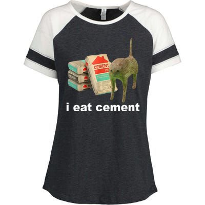 I Eat Cement Cursed Cat Funny Enza Ladies Jersey Colorblock Tee