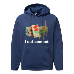 I Eat Cement Cursed Cat Funny Performance Fleece Hoodie