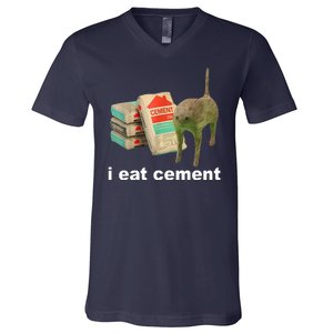 I Eat Cement Cursed Cat Funny V-Neck T-Shirt