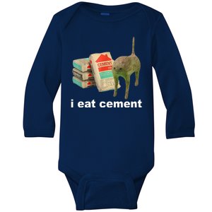 I Eat Cement Cursed Cat Funny Baby Long Sleeve Bodysuit