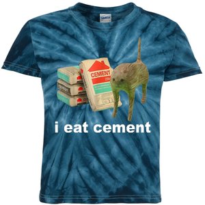 I Eat Cement Cursed Cat Funny Kids Tie-Dye T-Shirt