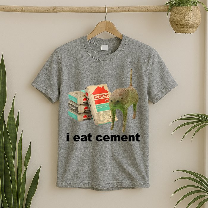 I Eat Cement Cursed Cat Funny T-Shirt
