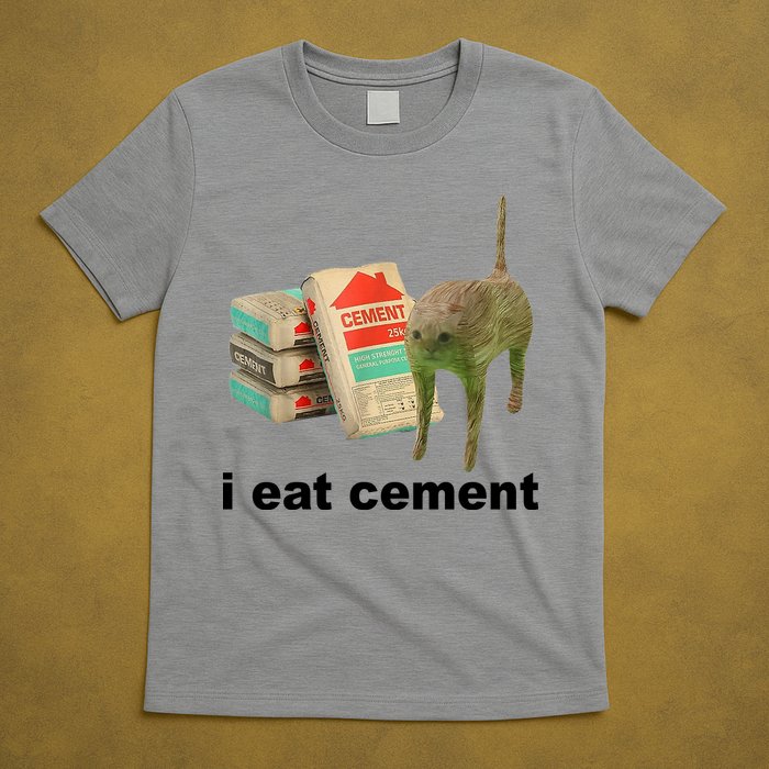 I Eat Cement Cursed Cat Funny T-Shirt