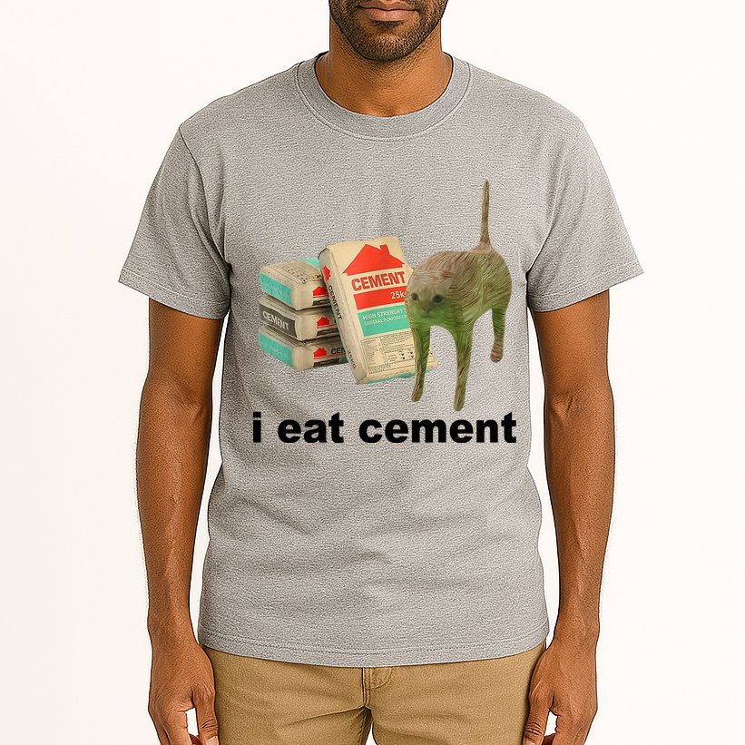 I Eat Cement Cursed Cat Funny Tall T-Shirt