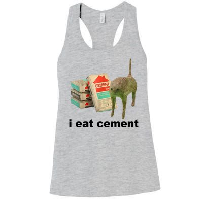 I Eat Cement Cursed Cat Funny Women's Racerback Tank