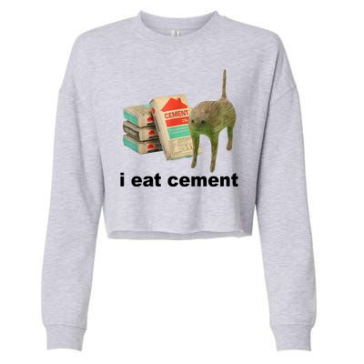 I Eat Cement Cursed Cat Funny Cropped Pullover Crew