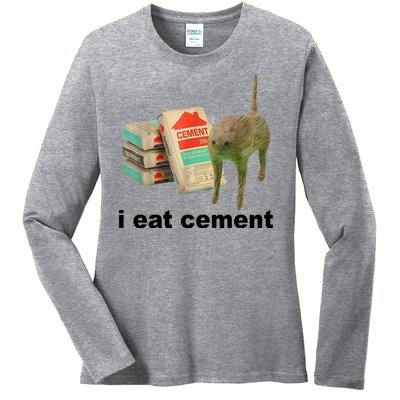 I Eat Cement Cursed Cat Funny Ladies Long Sleeve Shirt