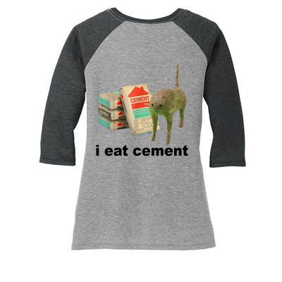 I Eat Cement Cursed Cat Funny Women's Tri-Blend 3/4-Sleeve Raglan Shirt