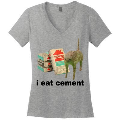 I Eat Cement Cursed Cat Funny Women's V-Neck T-Shirt