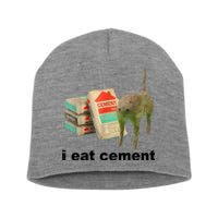 I Eat Cement Cursed Cat Funny Short Acrylic Beanie