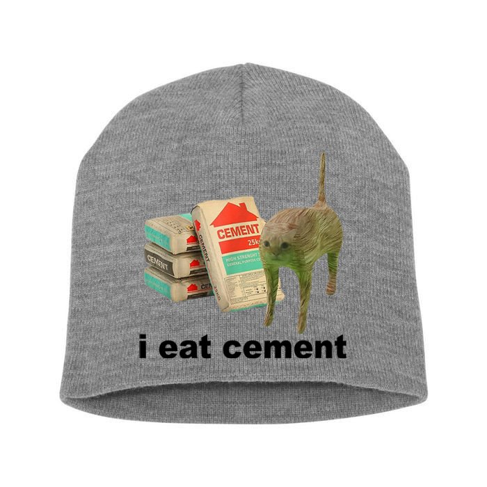 I Eat Cement Cursed Cat Funny Short Acrylic Beanie