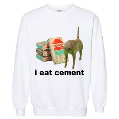I Eat Cement Cursed Cat Funny Garment-Dyed Sweatshirt