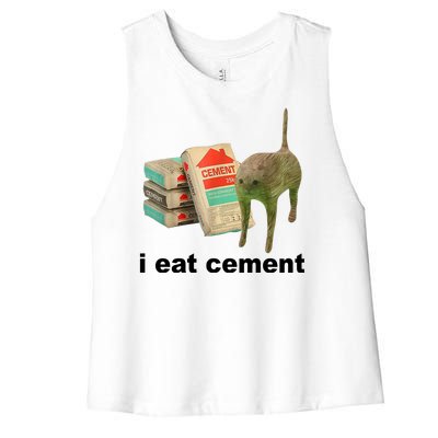 I Eat Cement Cursed Cat Funny Women's Racerback Cropped Tank